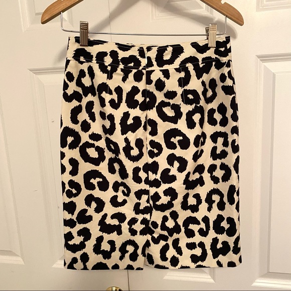 Loft Animal Print Straight Skirt Cotton Silk Blend - Picture 2 of 5
